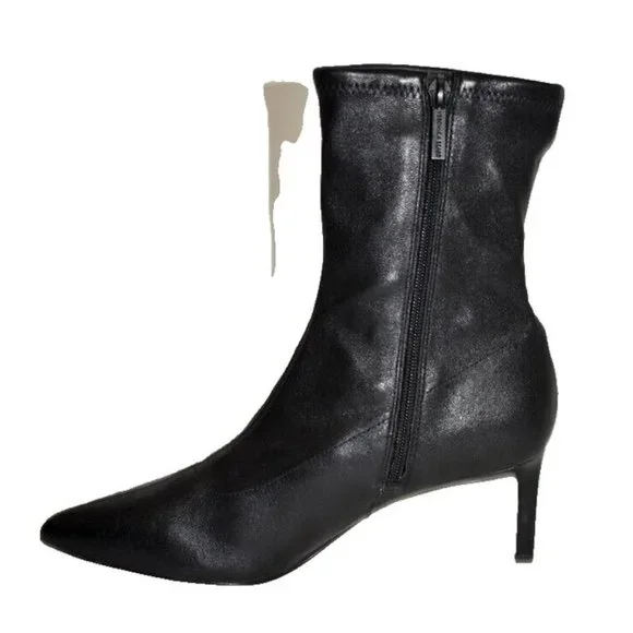 New! Veronica Beard Lexi Stiletto Pointy Toe Sock Bootie 9M Black Leather DD377 - Picture 2 of 7